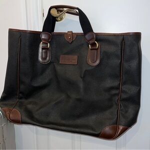 🌺Brooks Brothers Black and Brown Travel Bag with Leather Accents